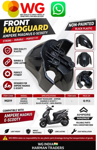 Black Non-Paint Amp Magnus E-Scooty Front Mudguard - Finish: Polished