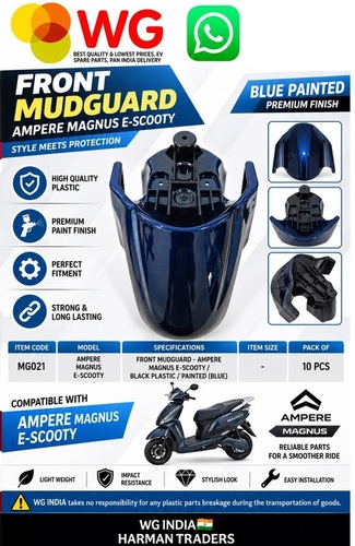 Black Paint Blue Amp. Magnus E-Scooty Front Mudguard - Finish: Polished