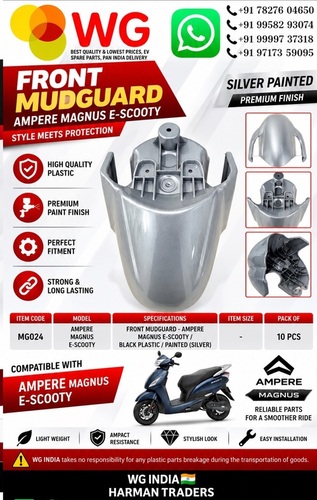 Black Paint Silver Amp. Magnus E-Scooty Front Mudguard - Black Plastic, Pack of 8 PCs | For E-Scooty, Polished Finish, Manual Operation