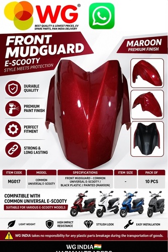 Maroon Paint E-Scooty Front Mudguard - Finish: Polished