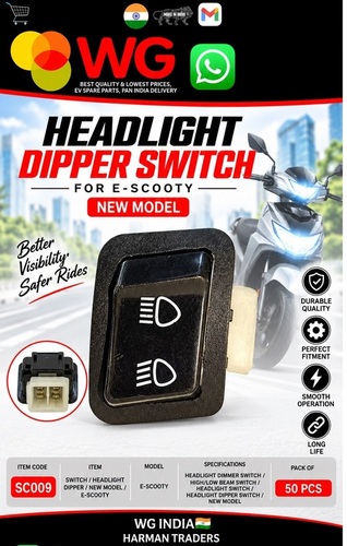 New Model E-scooty Headlight Dipper Switch - Color: Black