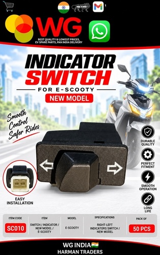 New Model E-Scooty Indicator Switch - Color: Black