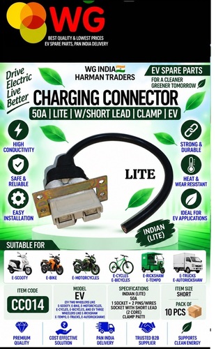 Charging Connector / 50A / Lite / Short Lead / Clamp / EV - Plastic, Sheet Metal, 2 Pins, 50 Ampere, Lightweight, Secure Clamp, EV Charging