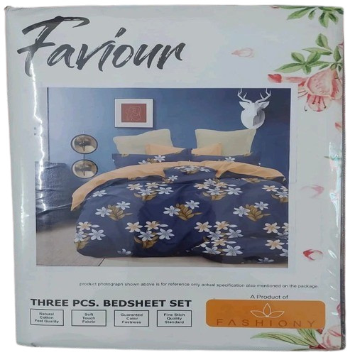 Pure Cotton Floral Print Double Bed Sheet - Color: Multicolor