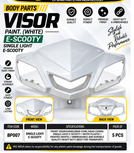 E-Scooty Body Parts White Paint Visor - Material: Plastic
