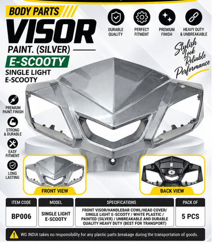 E-Scooty Silver Painted Visor - Material: Plastic