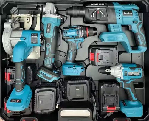 Professional Cordless Rechargeable Power Tool Set with Angle Grinder Impact Wrench Drill Kit-1 Year Warranty