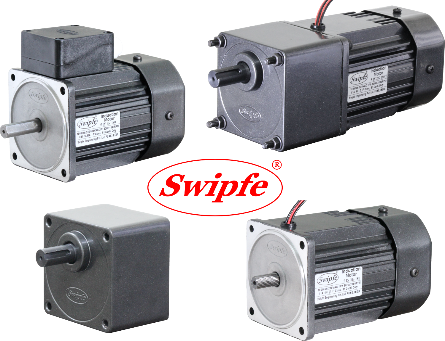 180 Watt Induction Motor - TEFC Aluminum Body, 135x90x90 mm Size, Black Color | Single Phase, Electric Start, 1 Year Warranty, Clockwise & Counter Clockwise Rotation