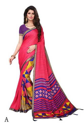 Pink Multi Color Linen Saree