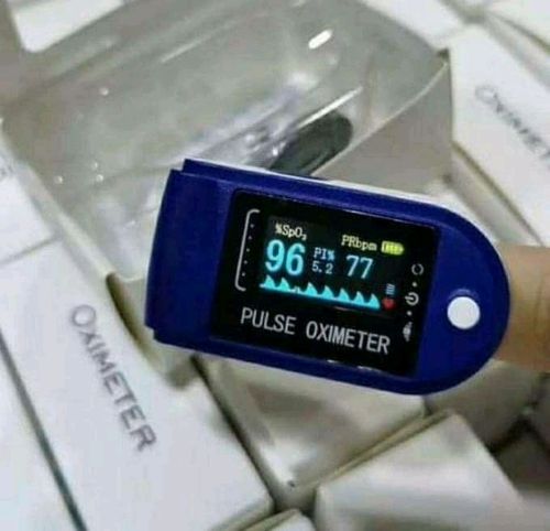 Plastic Handheld Digital White And Blue Pulse Oximeter