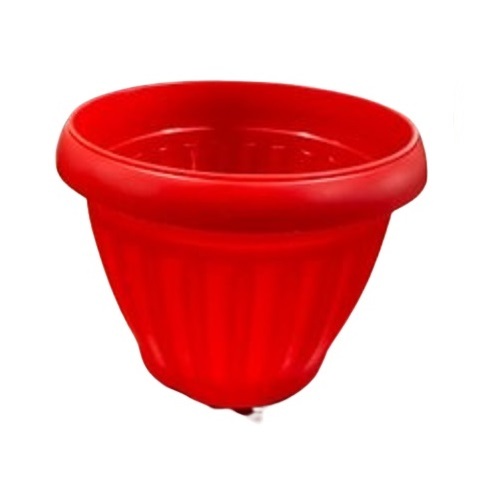 Portable Round Plastic Garden Flower Pot - 8 Inch Dimensions Red Color | Water Weather and Wind Resistant Easy to Install Lightweight BPA Free