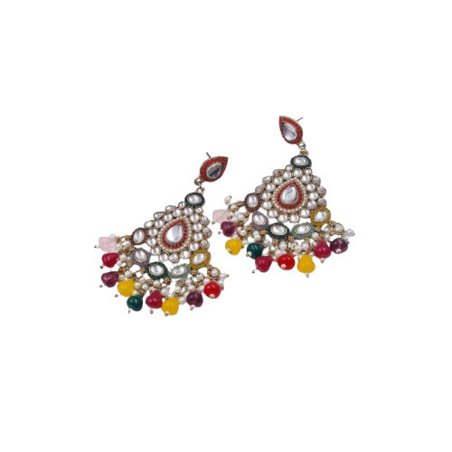 Alloy Material Free Size Artificial Multicolor Diamond Fancy Earrings For Party J1484 - Gender: Women