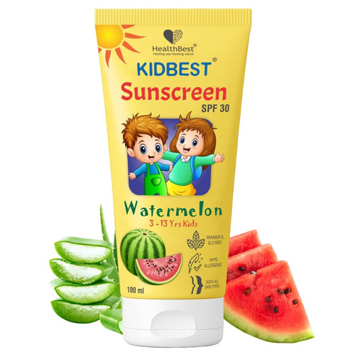 Kidbest सनस्क्रीन Spf-30 क्रीम - तरबूज (100Ml) आयु समूह: 3 से 13 वर्ष के बच्चे