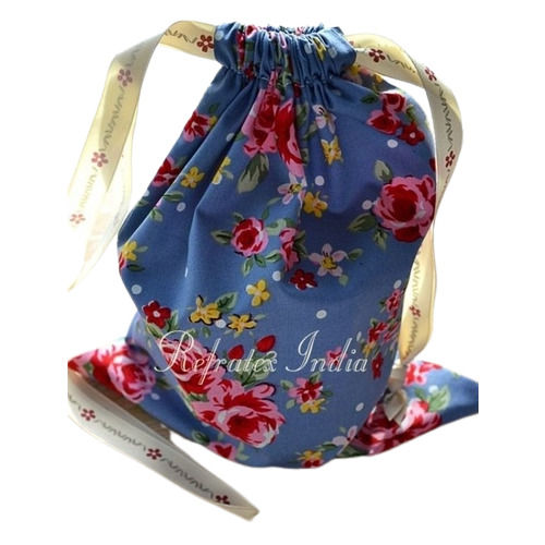 DB105 Washable Multicolor Printed Cotton Drawstring Bag