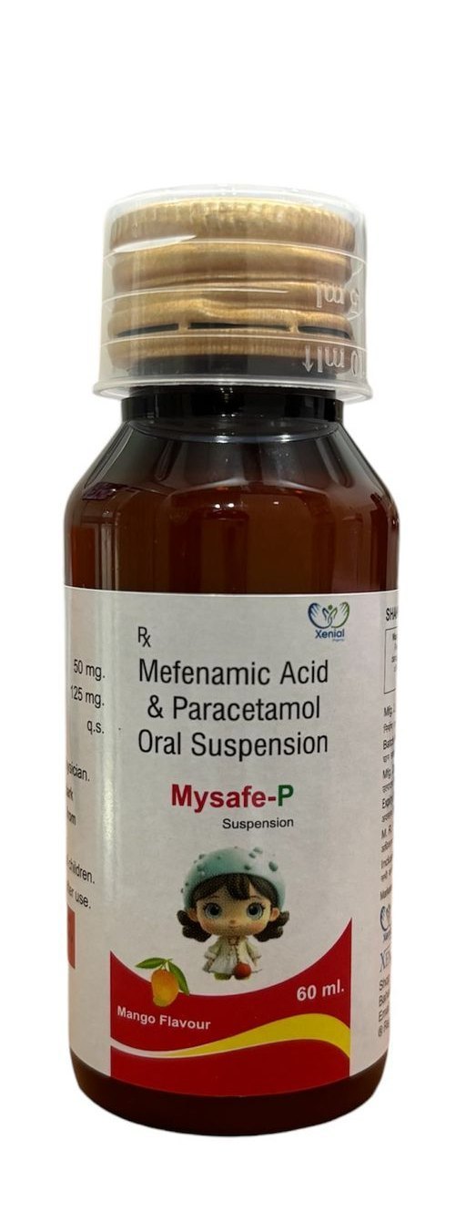 Mysafe-P - Paracetamol And Mefenamic Acid Oral Suspension | For Pain Relief, Anti-Inflammatory, Effective Treatment for Children