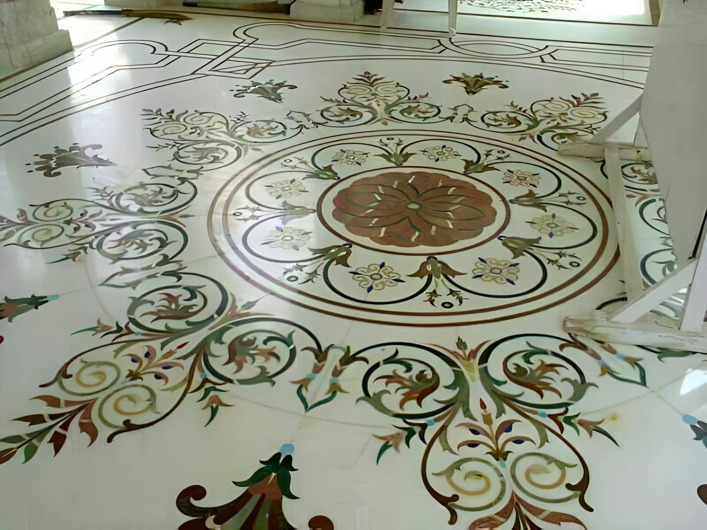Marble Designer Inlay Flooring - Color: White