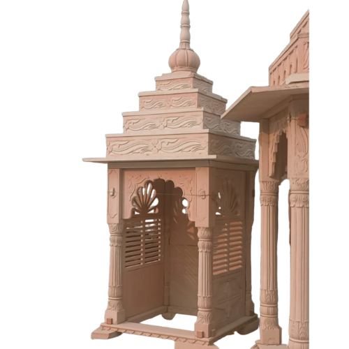 Pink Sandstone Chhatri Gazebo - Shape: Round