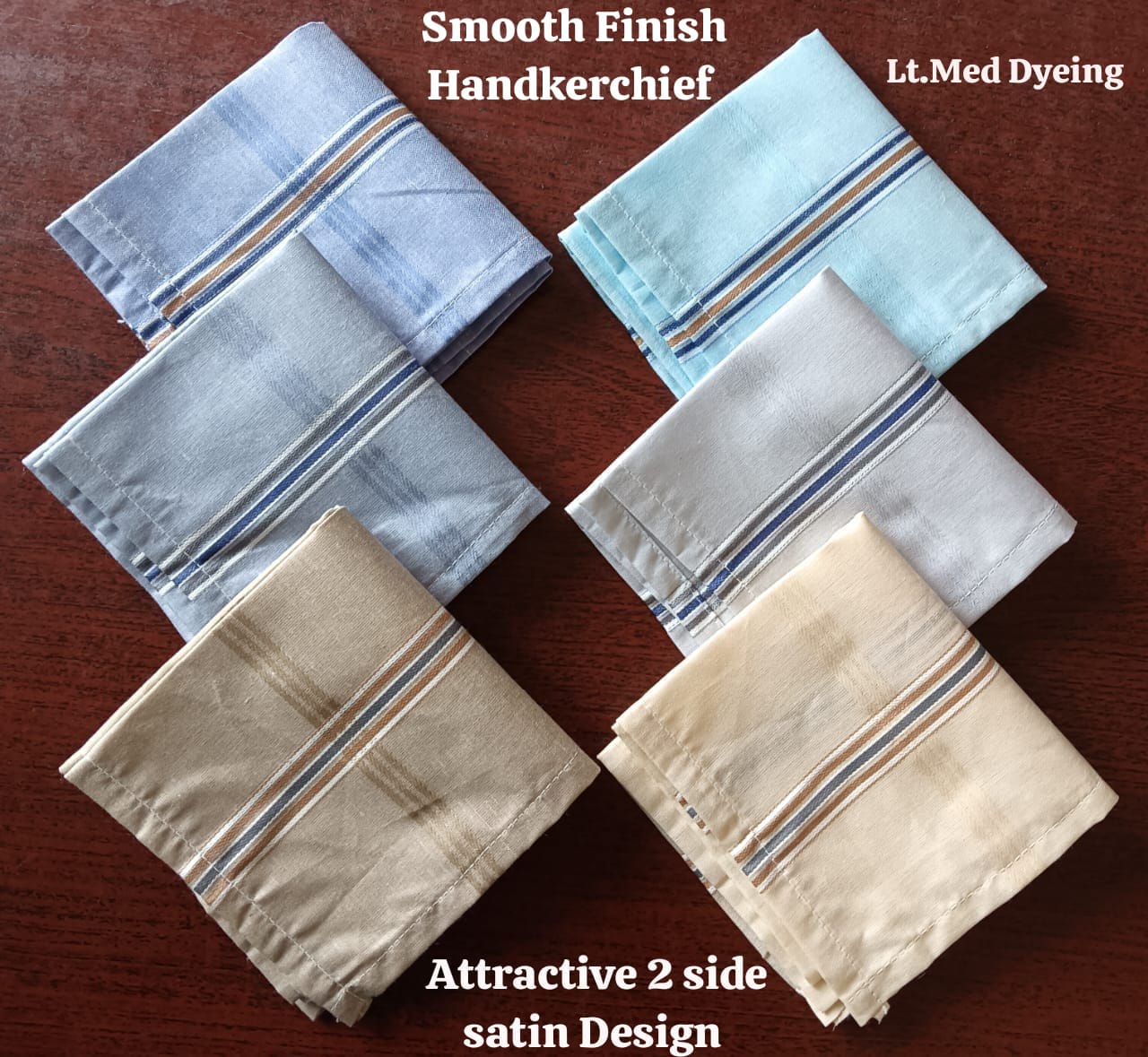 D No 5750 Light Medium Color 19X19 Inches 2 Side Cotton Handkerchief - Age Group: Adults