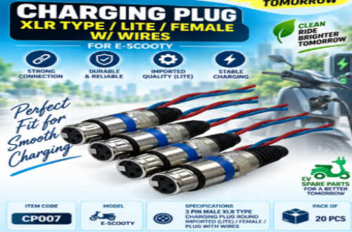 Charging Plug / XLR Type / Lite / Female / W/Wires / E-Scooty - Plastic, Metal, Copper Conductor, 3 Pin Male XLR Plug, Pack of 20