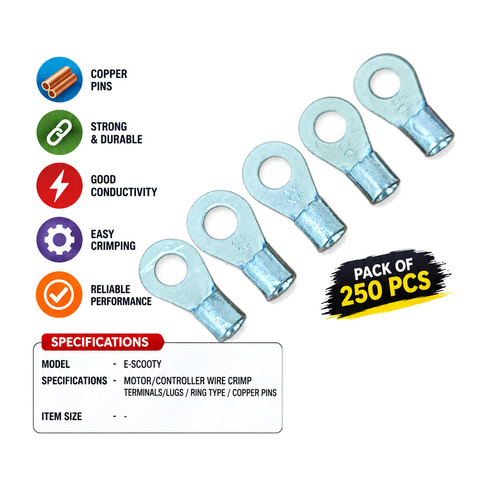 E-Scooty Ring Type Lite Terminal - Aluminium, Copper Pins, Silver Grey, Rust Proof, Battery Wiring