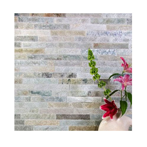 Himachal White Quartzite Stone Mosaic Wall Cladding Panel - Natural Stone Type: Slate