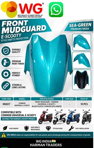 Front Mudguard / Black / Paint Sea Green / E-Scooty - ABS Plastic, Painted Sea Green, Front Mudguard, Electric Scooter