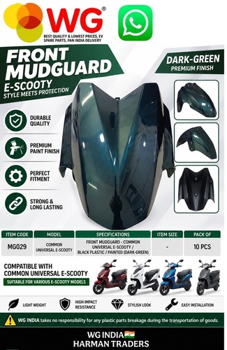 Black Paint Dark Green E-Scooty Front Mudguard - Material: Abs Plastic