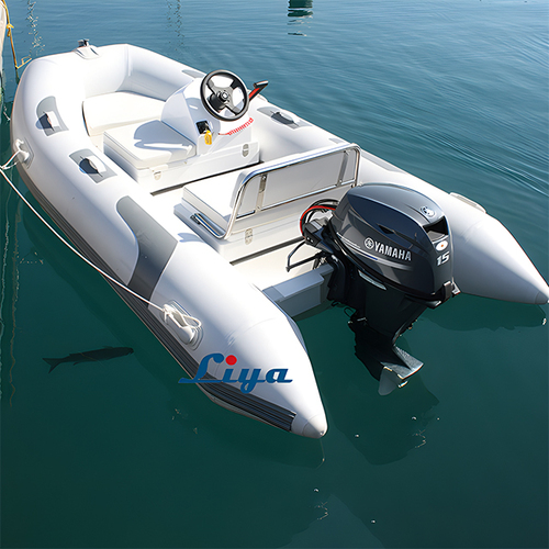 Liya Rigid Inflatable Boat - 11ft PVC/ORCA Hypalon, 495 Kg Capacity, V-Shaped Design, 3 Airtight Compartments, 5-Seater for Fishing/Transport/Leisure