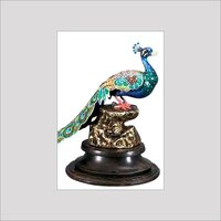 Enameled Silver Peacock Handcrafted Artifact