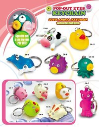 Squeeze Eyes Pop Out Animal Keychain