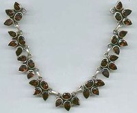 Garnet Leaf Necklace