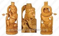 Wood Carving Krishna Statue