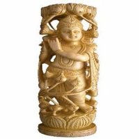 Wooden Dancing Krishna Statue