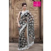 Black Lace Net Saree