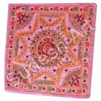 Pink Embroidered Cushion Cover