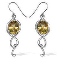 8CTW Genuine Citrine High Finish Silver Earrings
