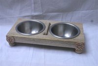 Indian Wood Pet Bowl
