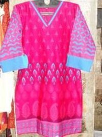 60's Cotton Daman Print with Applique Sleeve Kurti