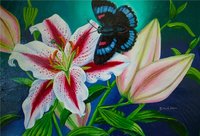 Acrylic Painting Stargazerlily Butterfly