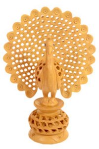 Wooden Carving Dancing Peacock