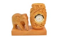 Wooden Elephant Desktop Pen Stand