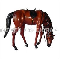 Stuffed Leather Grazing Horse