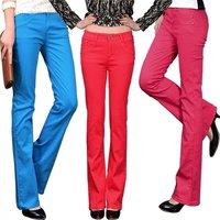 Womens Multicolour Bell Bottom Casual Trousers