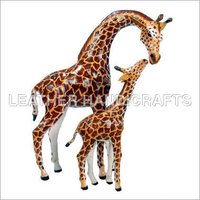 Stuffed Leather Giraffe Toy