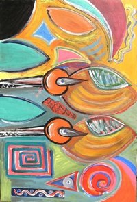 A Pair Of Bird Acrylic On Canvas Painting
