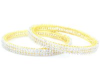American Diamond & CZ Gold Plated Bangle Set