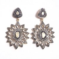 Starfall with Rough and cut Diamonds in Victorian style Earring
