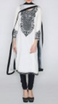 Black And White Embroidered Cotton Suit