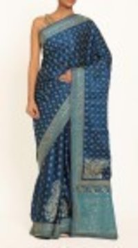 Blue Printed Satin Saree