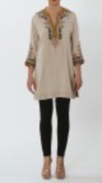 Ivory Embroidered Viscose Cotton Kurti